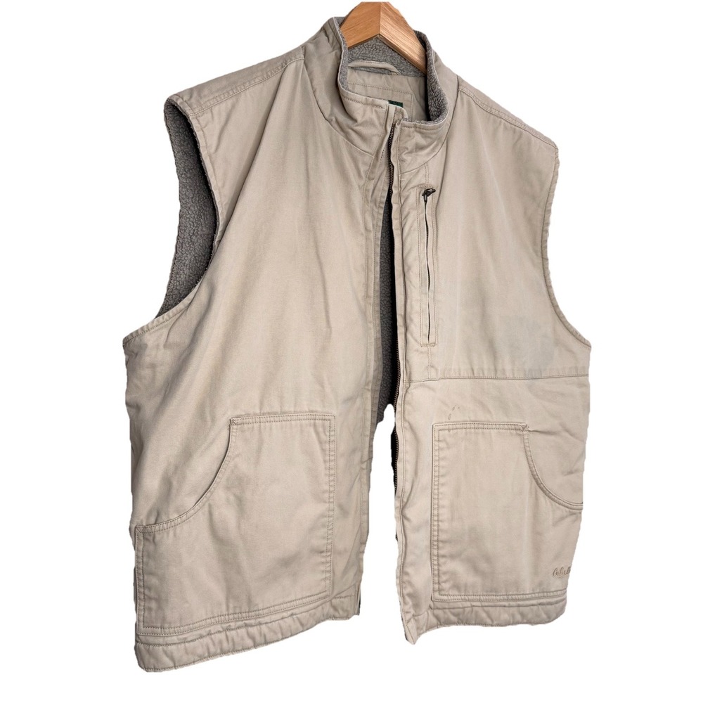 Cabela's Outdoor Gear Men's XL Canvas‎ Sherpa Lined Work Hunting Vest Tan